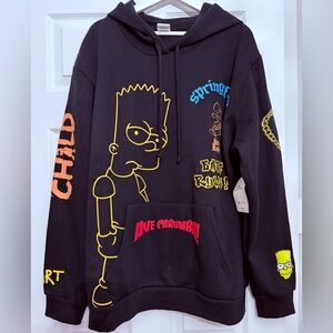 black Bart Simpson graphic pullover hoodie BNWT